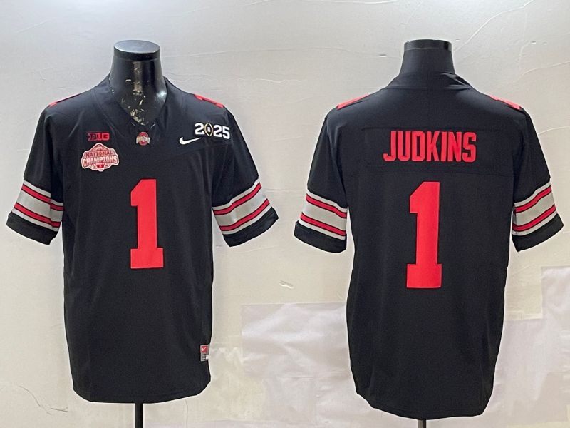 Men Ohio State Buckeyes 1 Judkins Black Three generations Nike 2025 NCAA Jersey